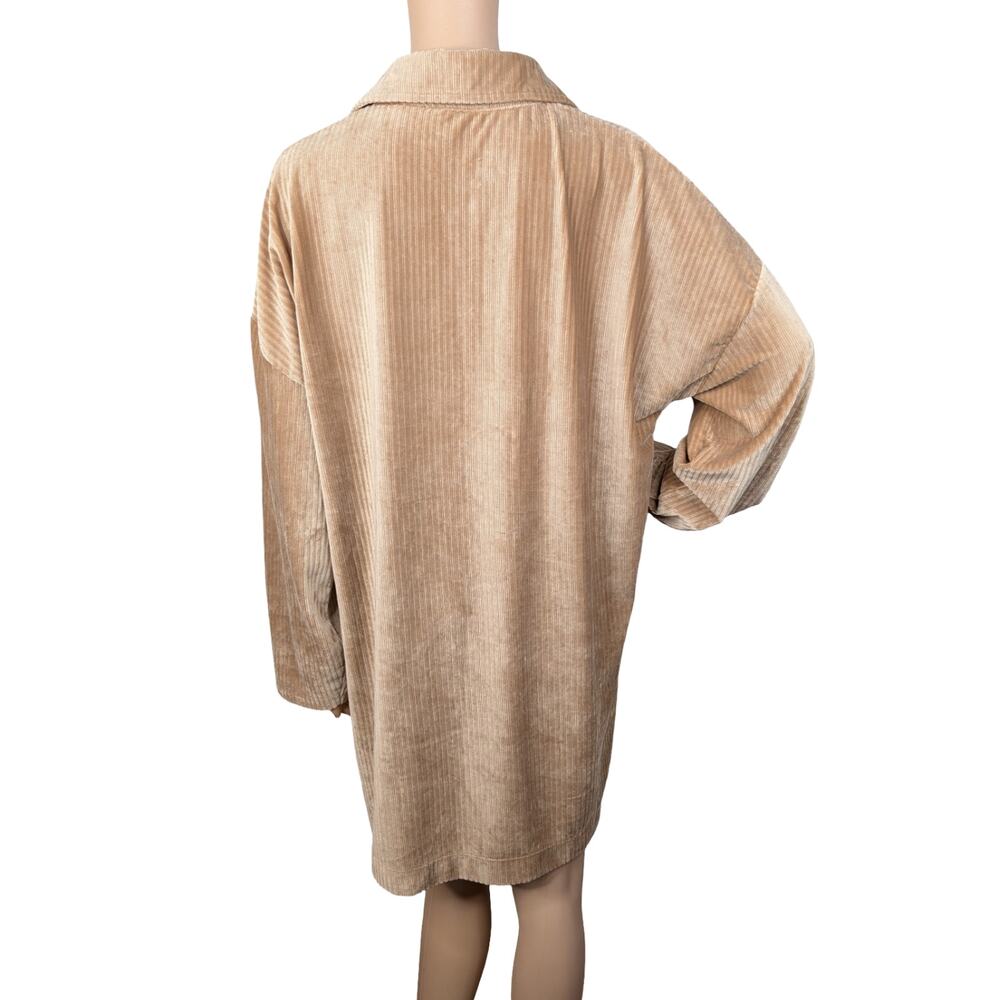 ASOS Tan Velvet Corduroy Shift Dress 8 | Camel Ribbed Velour Henley Tunic Mini - Picture 6 of 8
